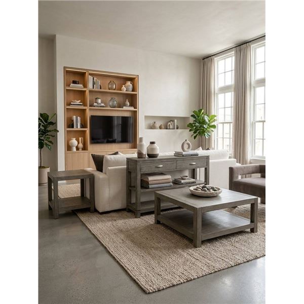 Jofran Platinum Wire Brushed Finish Table Assortment, 3pcs