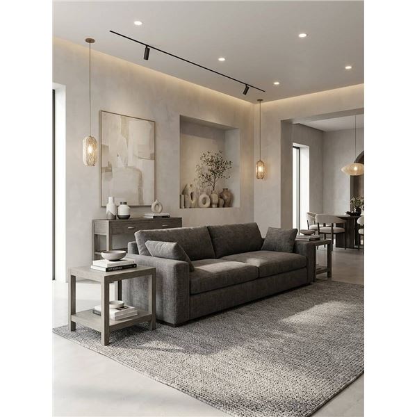 Jofran Sofa Table 2 Shelves Platinum Finish and 2 Chair Side Tables