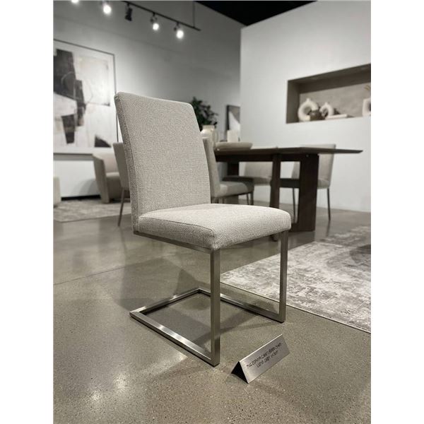 Grey Linen Chrome Side Chairs LOT OF 6 CHAIRS