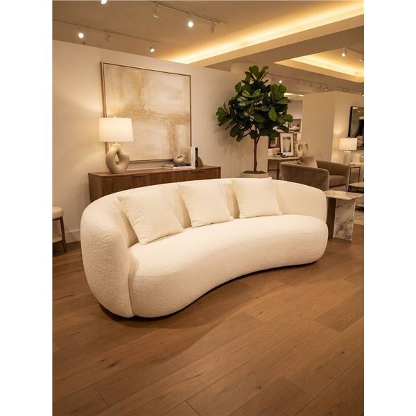 42nd Street Furniture White Curved Sofa Polyester
