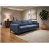 Image 1 : Blue Three-Seat Fabric Sofa With Metal Legs