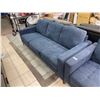 Image 2 : Blue Three-Seat Fabric Sofa With Metal Legs