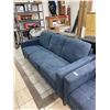 Image 3 : Blue Three-Seat Fabric Sofa With Metal Legs