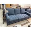 Image 4 : Blue Three-Seat Fabric Sofa With Metal Legs