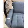 Image 5 : Blue Three-Seat Fabric Sofa With Metal Legs