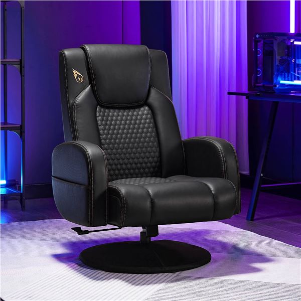 DPS Pedestal Gaming Chair Black/Gold Recline
