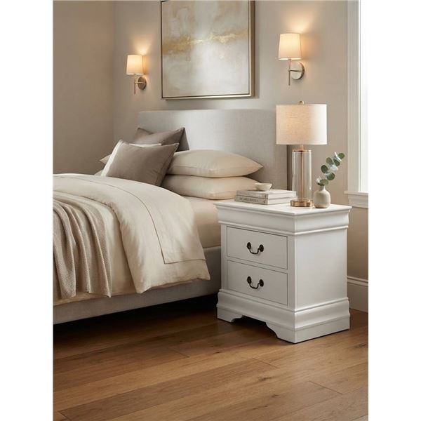 Avenza White Two Drawer Night Stand