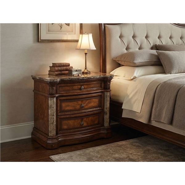 Wooden Chest With Marble Top, 3 Drawers
