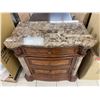 Image 2 : Wooden Chest With Marble Top, 3 Drawers