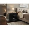 Image 1 : Black Wood Two-Drawer Nightstand Silver Handles