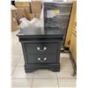 Image 3 : Black Wood Two-Drawer Nightstand Silver Handles
