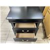 Image 4 : Black Wood Two-Drawer Nightstand Silver Handles