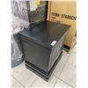 Image 5 : Black Wood Two-Drawer Nightstand Silver Handles