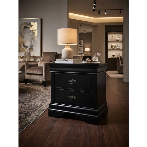 Elements BV800NS Night Stand, Black, 2-Drawer