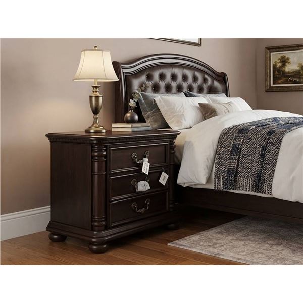 Wood Nightstand 3 Drawers Power Strip CL600NS