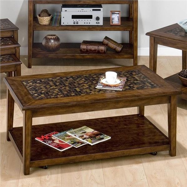 Jofran Baroque Brown Cocktail Table with Mosaic Tile Inlay, #698-1