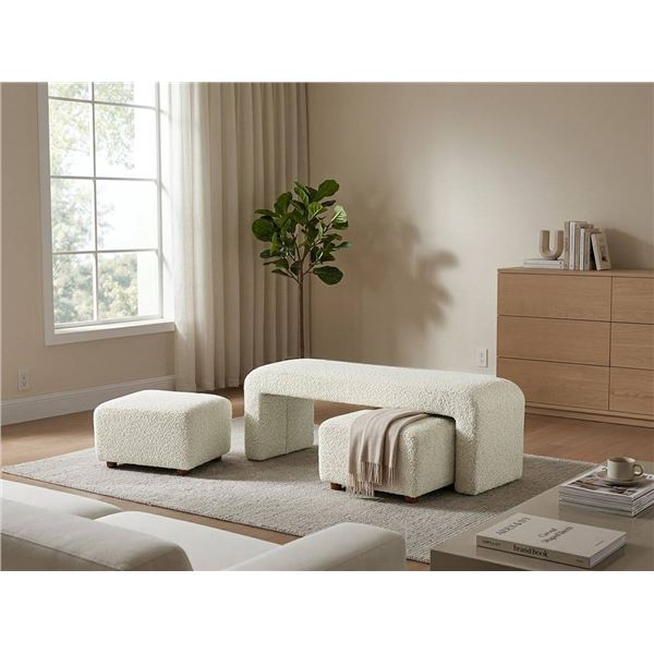 Aiden & Ivy 3-Piece Fabric Ottoman Bench Set