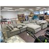 Image 1 : Modular Grey Fabric Sectional Sofa With Ottoman