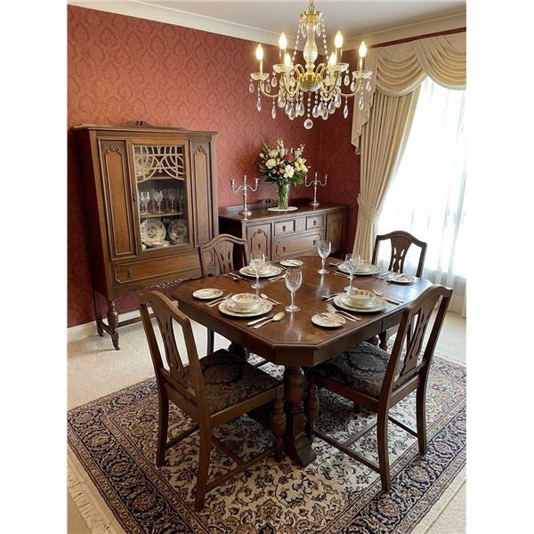 Wood 7-Piece Dining Set and Glass China Cabinet