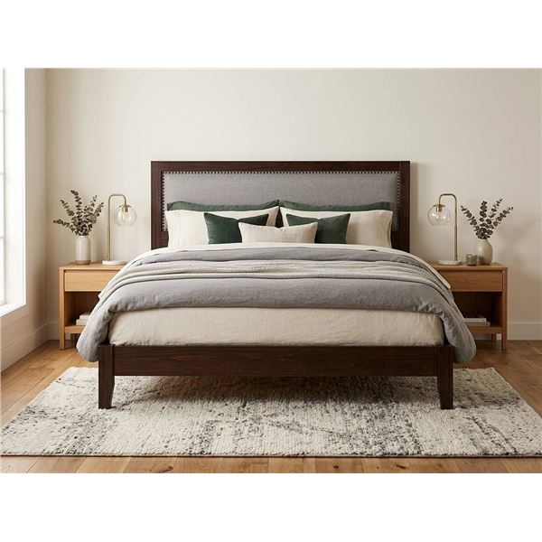 Upholstered Wood Headboard With Nailhead Trim