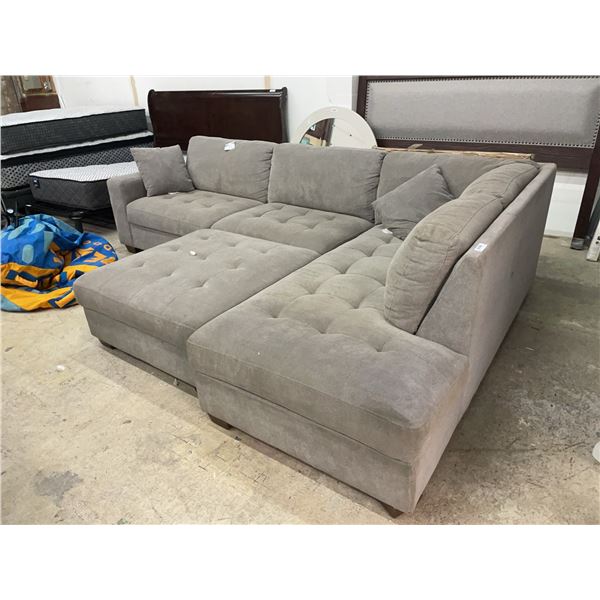 Thomasville Grey Fabric Sectional With Storage