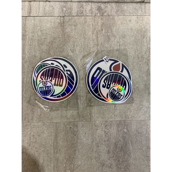 Lot Of 2 Packs Of Edmonton Oiler Pro Hockey Crest Stickers - 24 PCS Each