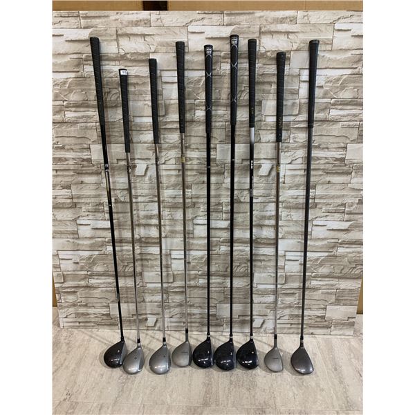 Lot Of 9 Assorted Golf Woods & Drivers