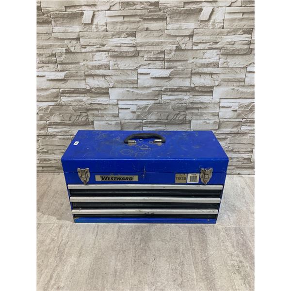 Westward 3 Drawer Blue Toolbox With Assorted Tools Inside