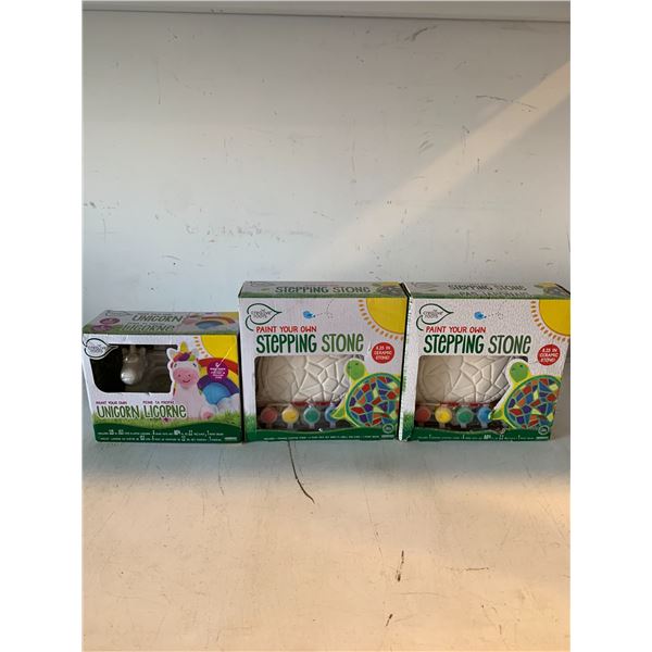 Lot Of 3 Creative Roots Paint Boxes - 1 Paint Your Own Unicorn - 2 Paint Your Own Stepping Stone