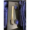 Image 3 : Dark Blue Tie With Cuff Links & Pocket Square