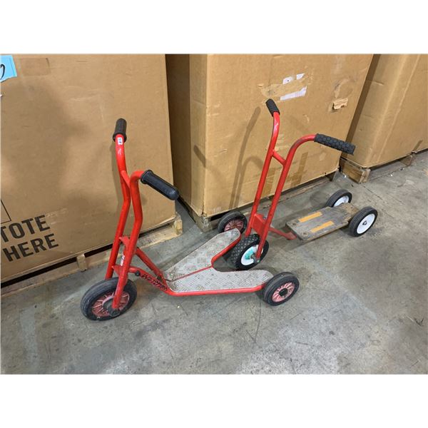 Lot Of 2 Old Red Scooters
