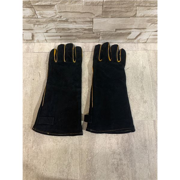 Black Split Cowhide Leather Welding & BBQ Gauntlet Gloves