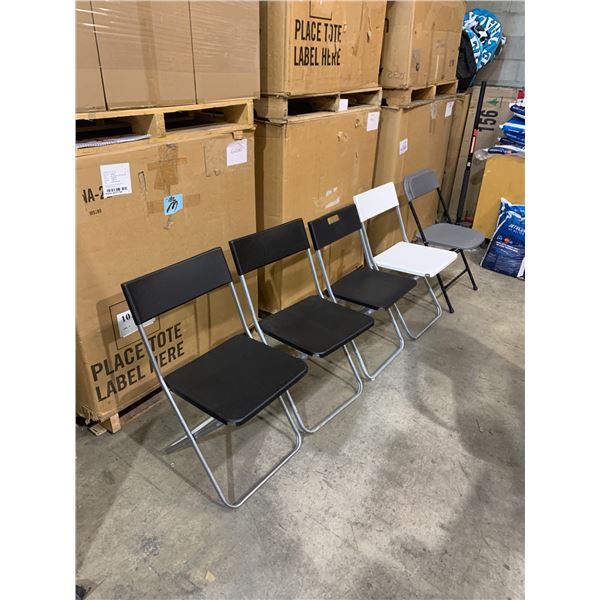 Lot Of 5 Assorted Folding Chairs