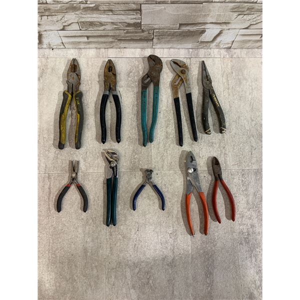 Lot Of 10 Assorted Pliers