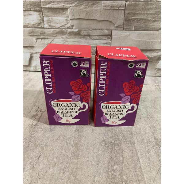 Lot Of 2 Boxes Of Clipper Organic English Breakfast Tea - 20 Envelopes Each