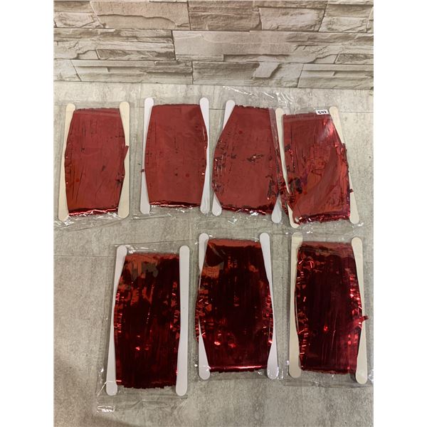 Lot Of 7 Red Tinsel Door Curtains