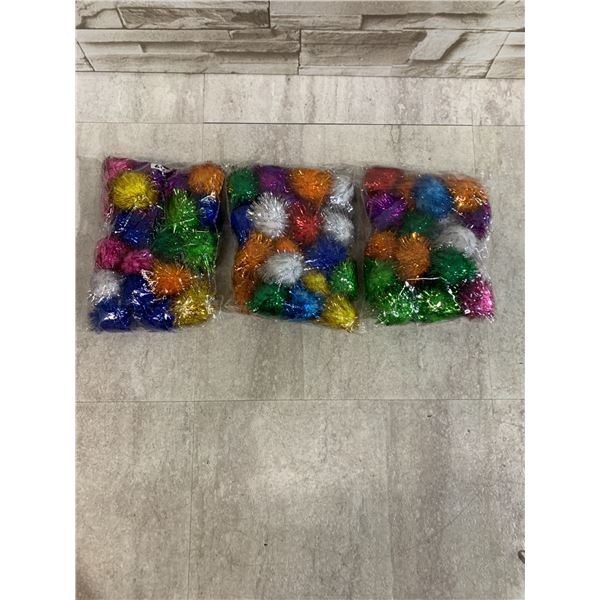 Lot Of 3 Packs Of 20 Pom Pom Balls