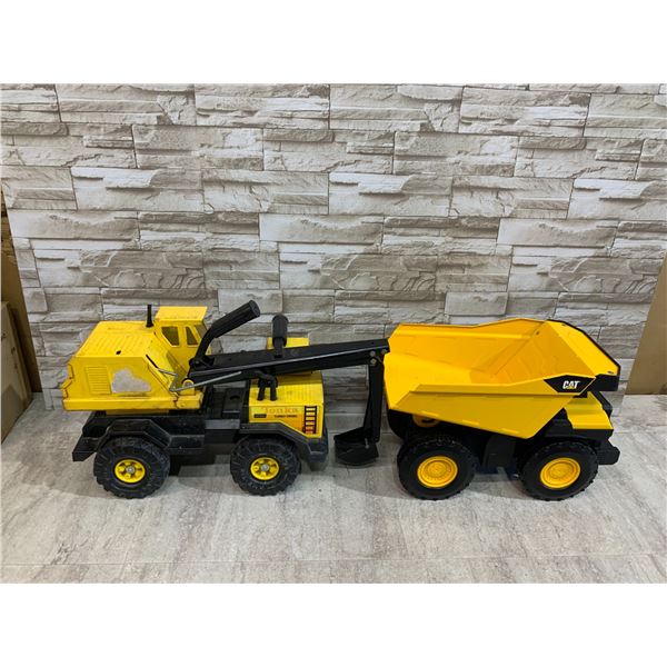 New Cat Diesel Dump Truck And Vintage Tonka Turbo Diesel Backhoe Excavator Models