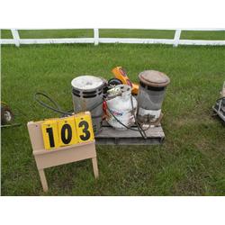 2 LP heaters/bottle jacks/chain saw parts/misc