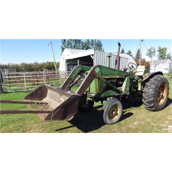 John Deere 3010 tractor w/ front end loader & duals, 3060 hours showing, dual hydralics