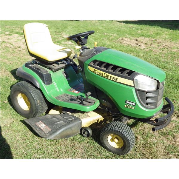 John Deere E130 Garden Tractor 100 Series with 48" mower deck, showing 278 hours