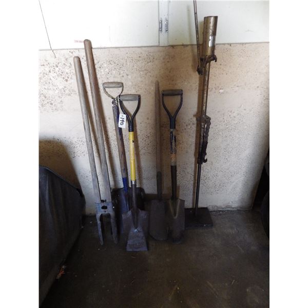 shovels, post hole digger, etc
