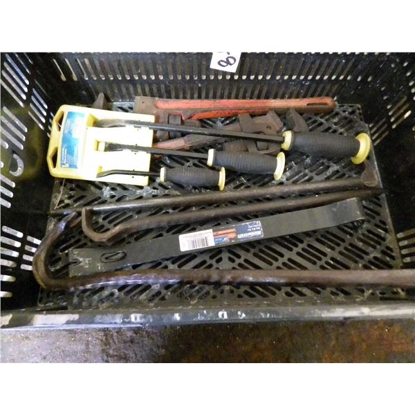 pipe wrenches , pry bars , hammers ,  etc