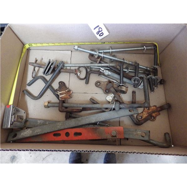 shop built gate hinges. Shop door track rollers,  etc