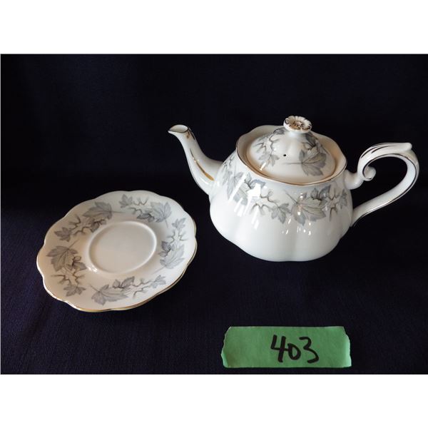 Royal Albert " Silver Maple " Bone China Teapot and saucer