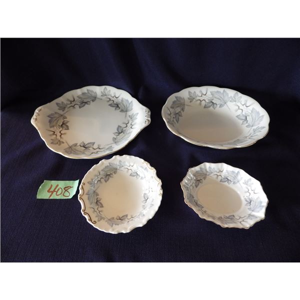 Royal Albert " Silver Maple " Bone China lot of 4 small trays & bowls
