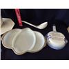 Image 3 : milk glass pickle dish & blue decorated items