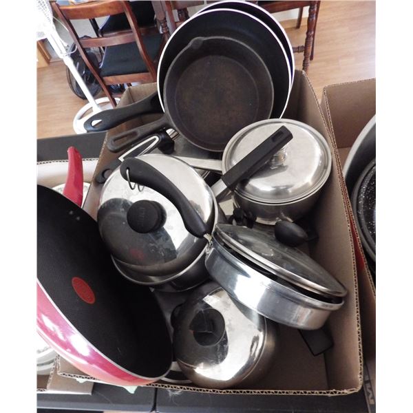 cast iron frying pan and other pots and pans