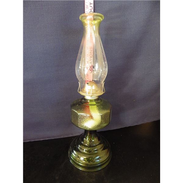 vintage coal oil Lamp with green base