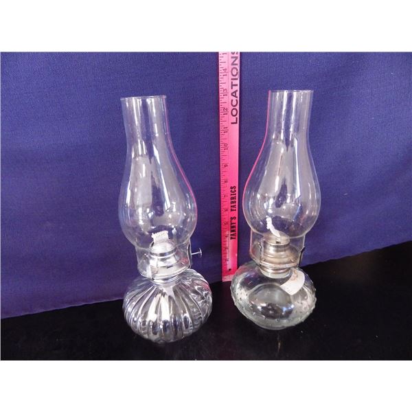 pair of reproduction coal oil lamps